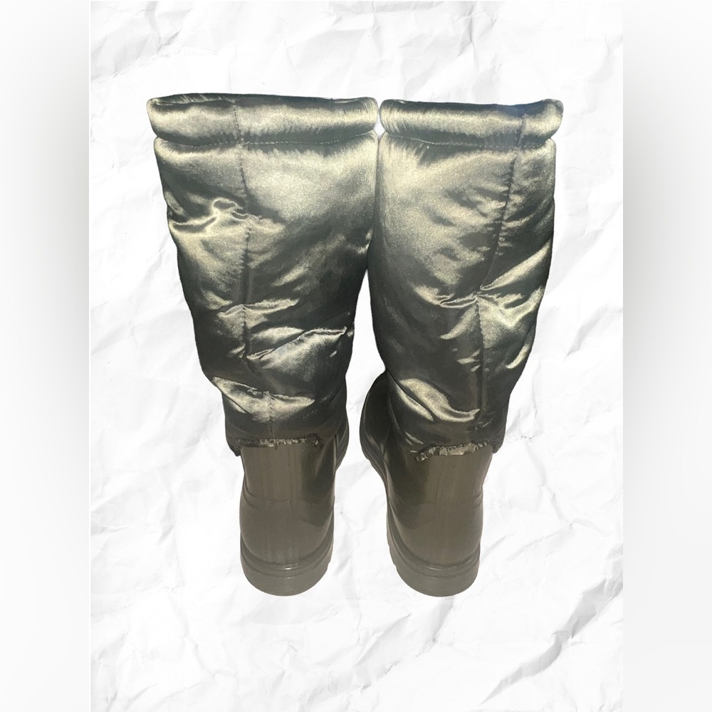 D&G Dolce & Gabbana Khaki Rubber and Nylon Wellington Rain Boots - Picture 8 of 13
